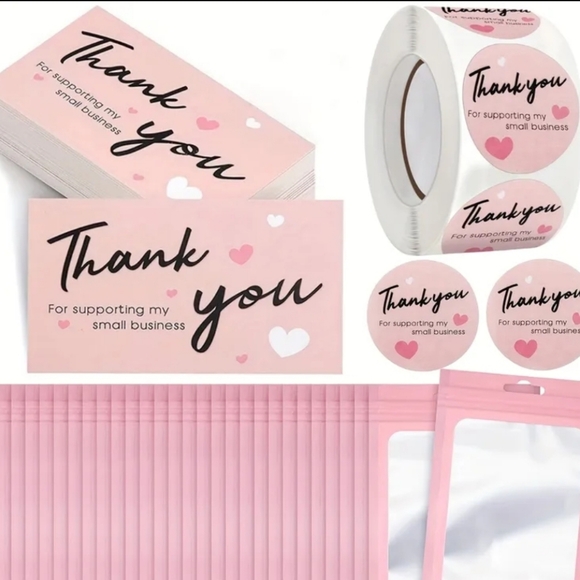 None Other - 600 Thank You Cards and Stickers Set with Resealable Packaging Bags